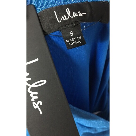 Lulus Skirt Women's Size Small Blue Stretch Asymmetrical Midi - Picture 6 of 7